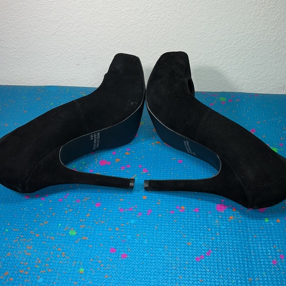 Cathy Jean Pump Heels Build-in Platform Black suede women’s size 9 leather - Picture 10 of 11